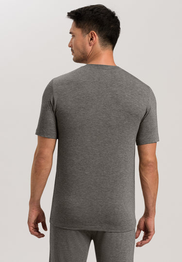 75035 Casuals S/Slv Shirt V-Neck - 1945 Stone Melange
